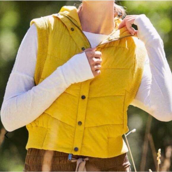Free People Jackets & Blazers - Free People Movement Nature Seeker Puffer Vest Hood Yellow